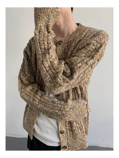 Trendiger Colorblock-Cardigan mit Zopfmuster