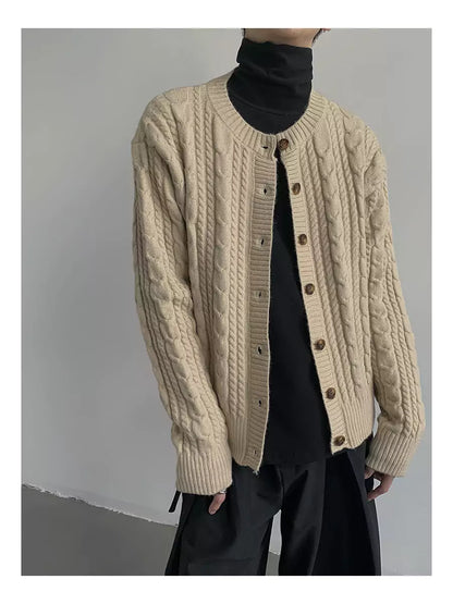 Trendiger Colorblock-Cardigan mit Zopfmuster