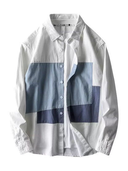 Trendiges Herrenhemd mit Farbblockdesign und Aufnähern