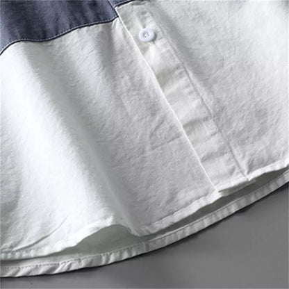 Trendiges Herrenhemd mit Farbblockdesign und Aufnähern