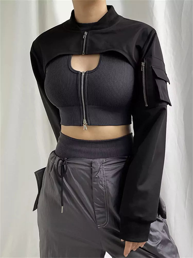 Trendy Super Short  Zip-Up Bolero Jacket