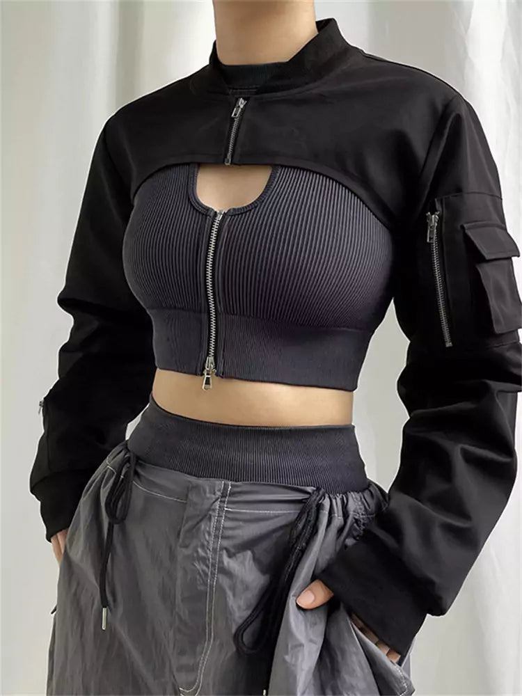 Trendy Super Short  Zip-Up Bolero Jacket