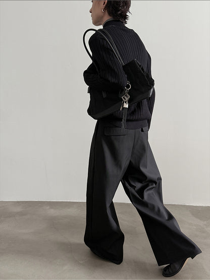 Einzigartiger Colorblock-Strickpullover mit Henley-Ausschnitt und schmaler Passform