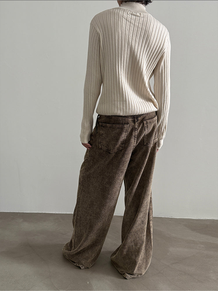 Einzigartiger Colorblock-Strickpullover mit Henley-Ausschnitt und schmaler Passform