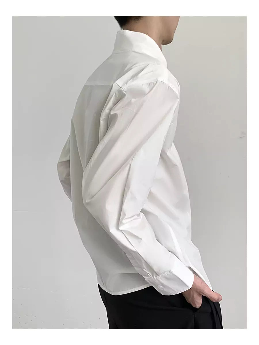 Unique Design Stand Collar Shirt Minimalist Style