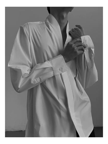 Einzigartiges Design: Stehkragenhemd im minimalistischen Stil