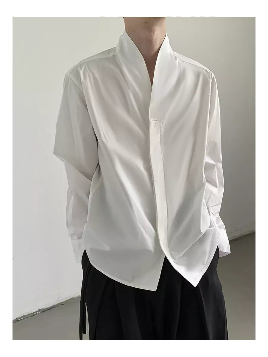 Unique Design Stand Collar Shirt Minimalist Style