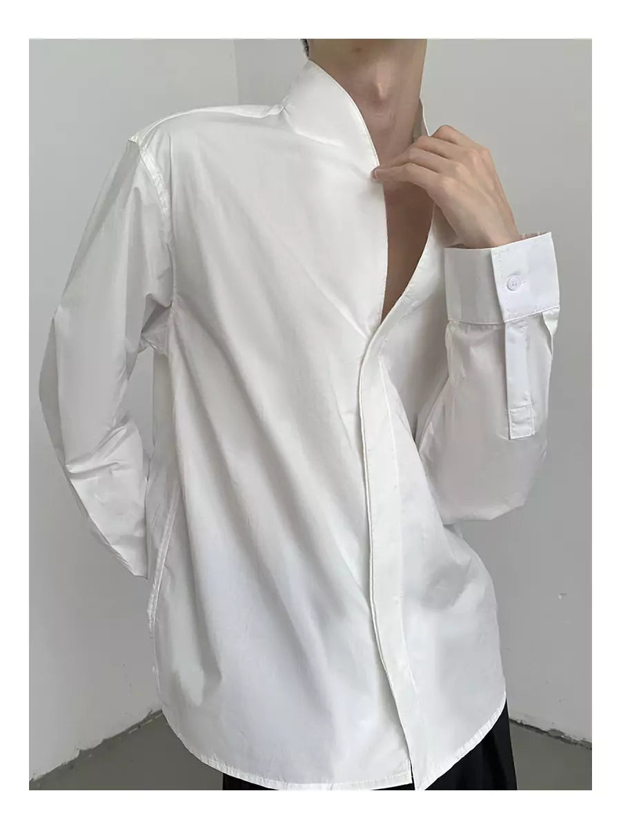 Unique Design Stand Collar Shirt Minimalist Style