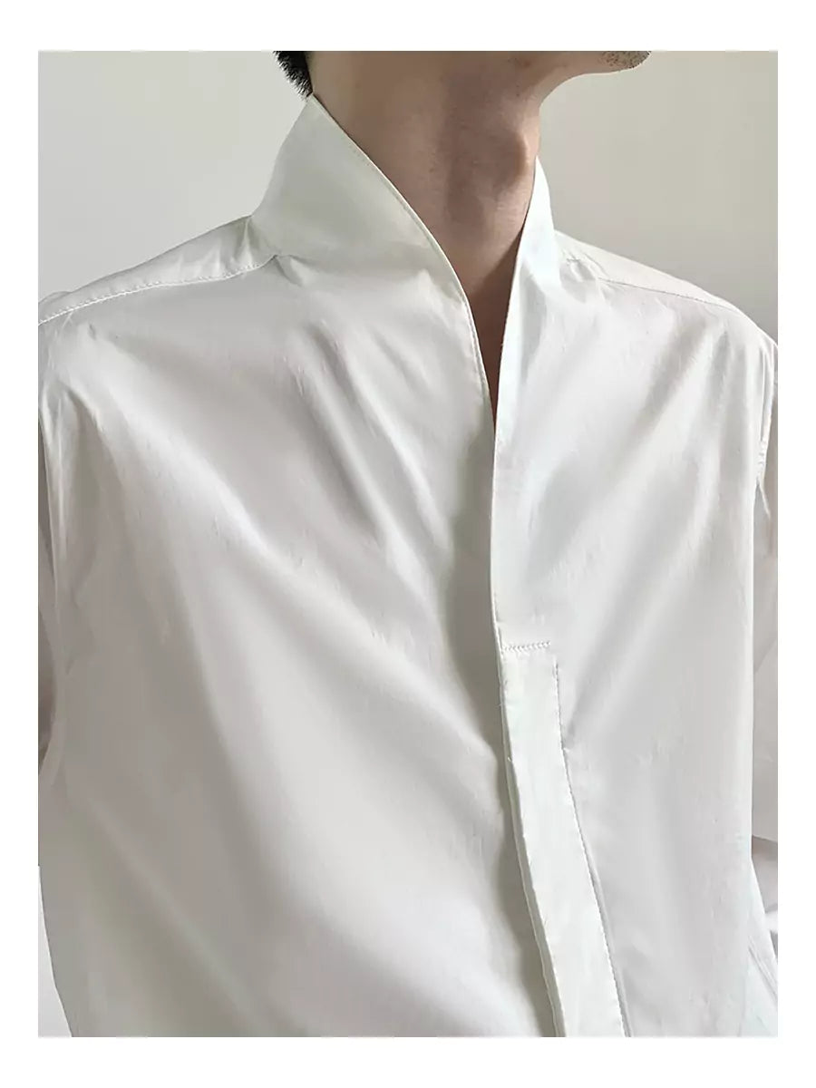 Unique Design Stand Collar Shirt Minimalist Style