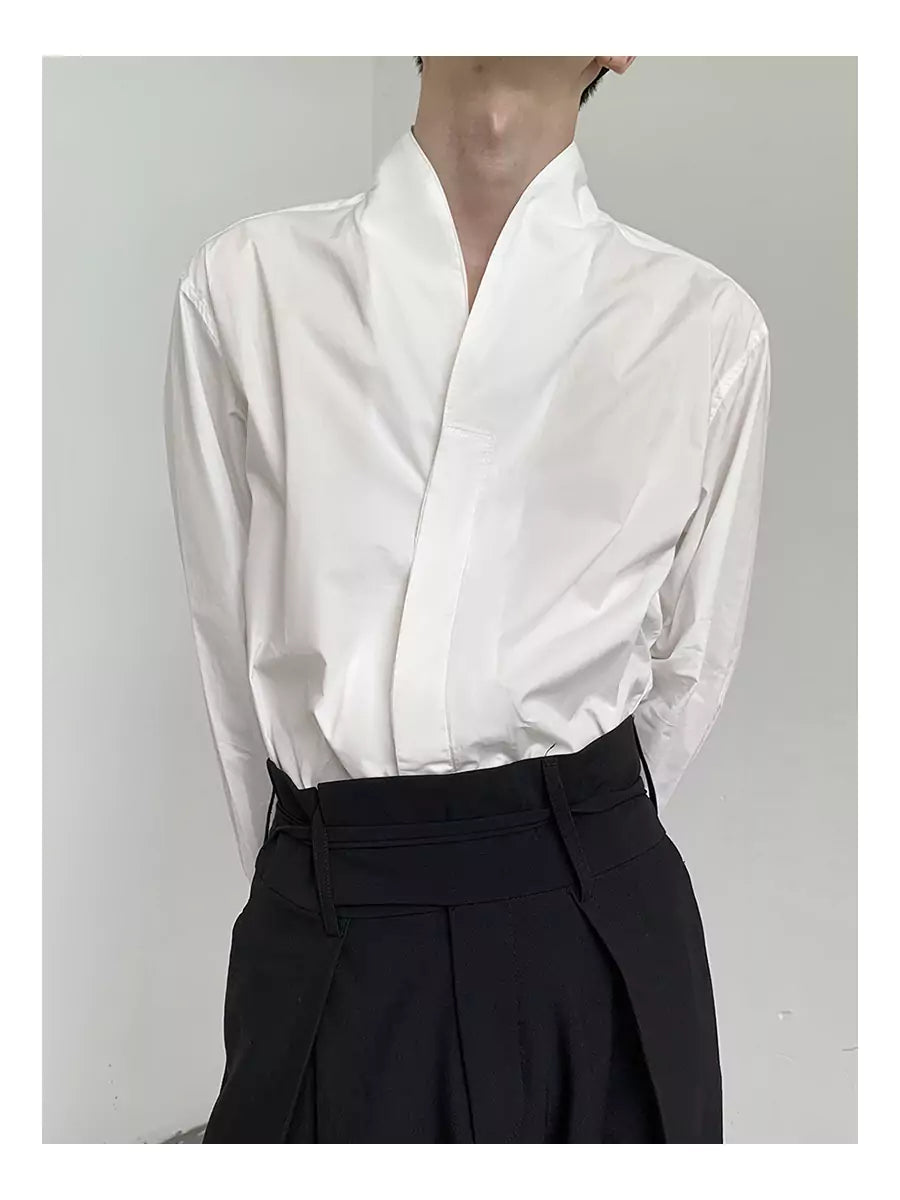 Unique Design Stand Collar Shirt Minimalist Style