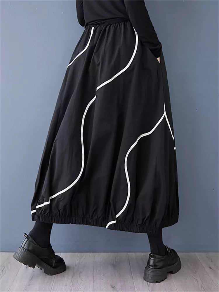 Women's Unique Fashion Balloon Skirt with Dark Aesthetic Abstract Print