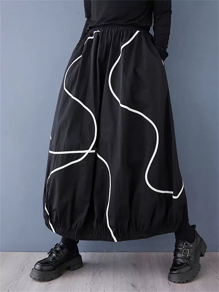 Women's Unique Fashion Balloon Skirt with Dark Aesthetic Abstract Print