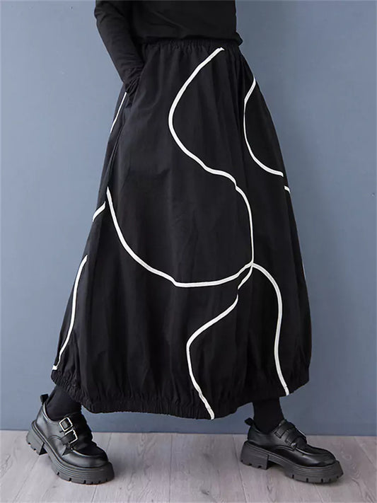 Women's Unique Fashion Balloon Skirt with Dark Aesthetic Abstract Print