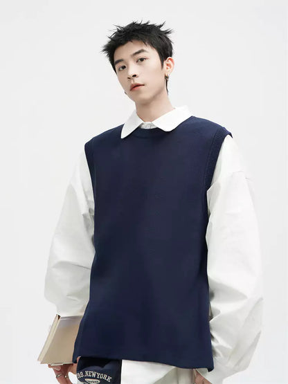 Einzigartige, einteilige Strickweste mit Schlitz und lockerer Passform