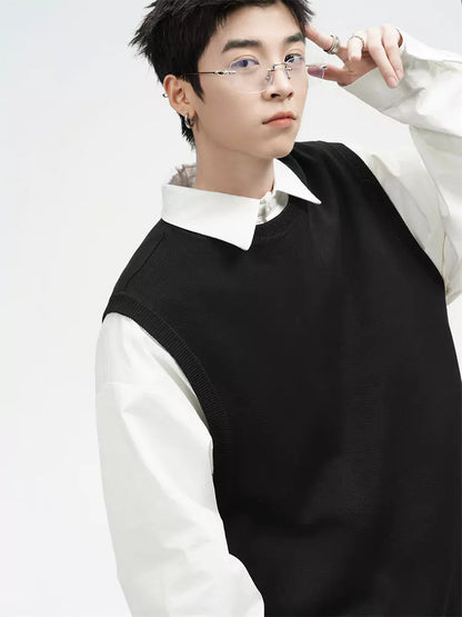 Einzigartige, einteilige Strickweste mit Schlitz und lockerer Passform