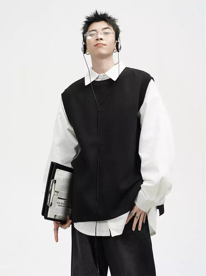 Einzigartige, einteilige Strickweste mit Schlitz und lockerer Passform