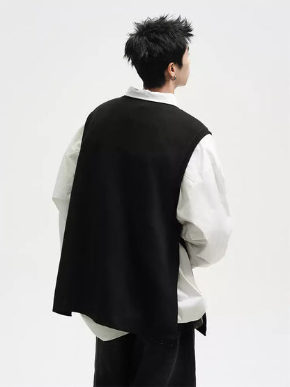 Einzigartige, einteilige Strickweste mit Schlitz und lockerer Passform