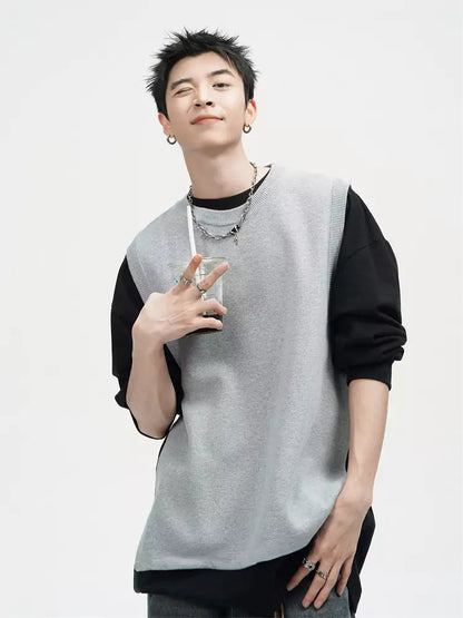 Einzigartige, einteilige Strickweste mit Schlitz und lockerer Passform