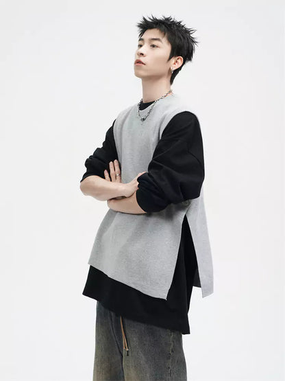 Einzigartige, einteilige Strickweste mit Schlitz und lockerer Passform