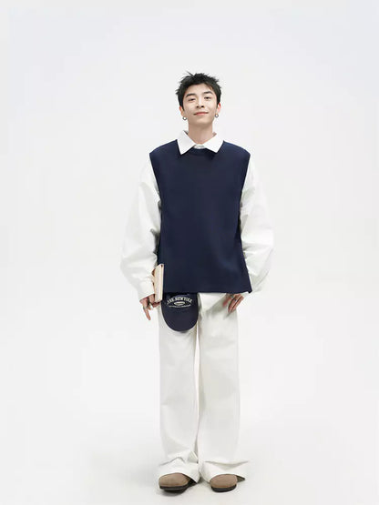 Einzigartige, einteilige Strickweste mit Schlitz und lockerer Passform