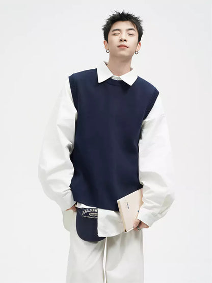 Einzigartige, einteilige Strickweste mit Schlitz und lockerer Passform