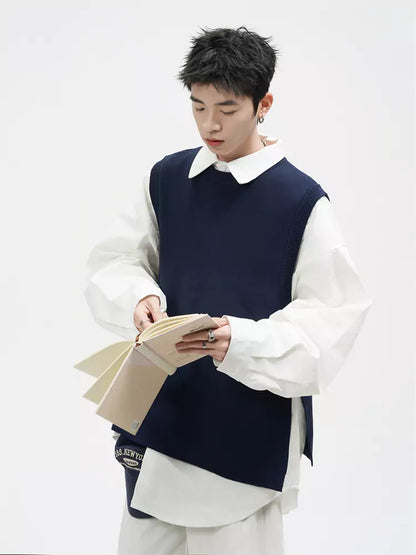 Einzigartige, einteilige Strickweste mit Schlitz und lockerer Passform