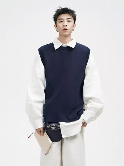 Einzigartige, einteilige Strickweste mit Schlitz und lockerer Passform