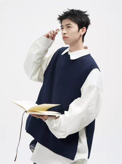 Einzigartige, einteilige Strickweste mit Schlitz und lockerer Passform