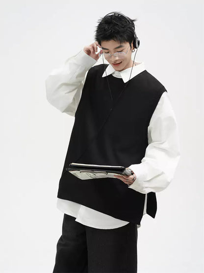 Einzigartige, einteilige Strickweste mit Schlitz und lockerer Passform