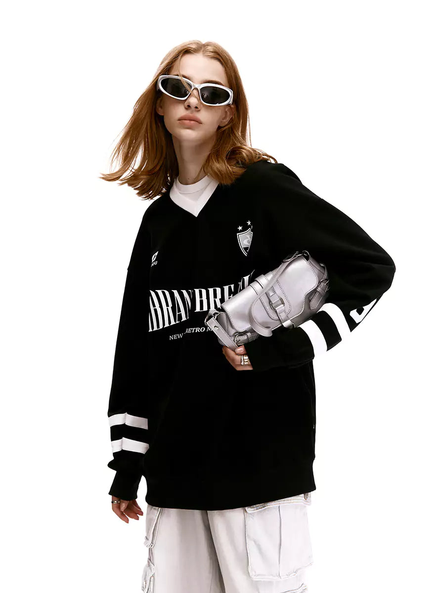 Unisex American Retro Loose Blokette Jersey Sweatshirt