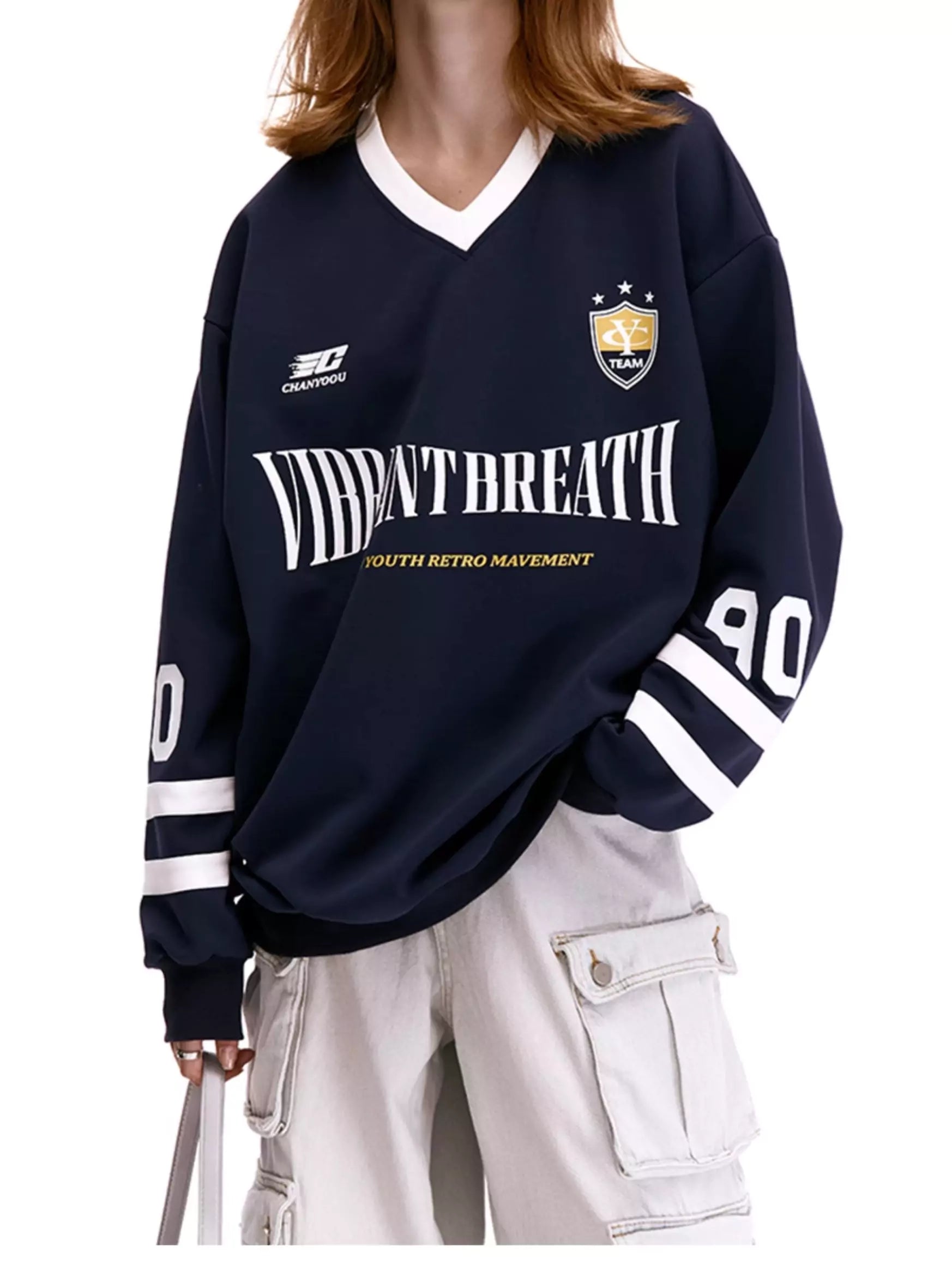 Sudadera unisex americana retro holgada de jersey Blokette