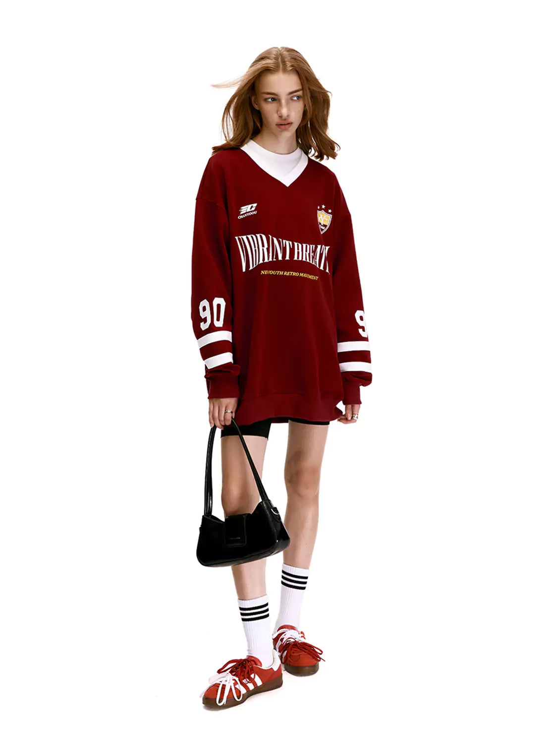 Unisex American Retro Loose Blokette Jersey Sweatshirt