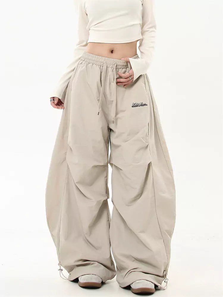 Pantalones de paracaídas de pierna ancha de polar unisex High Street