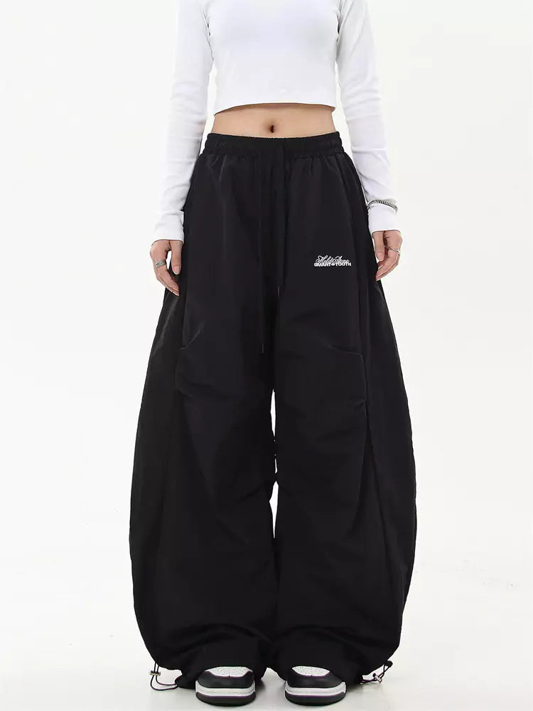 Pantalones de paracaídas de pierna ancha de polar unisex High Street