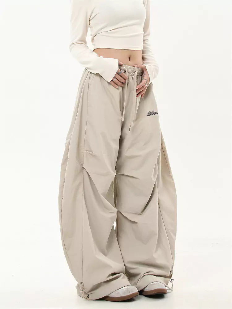 Pantalones de paracaídas de pierna ancha de polar unisex High Street