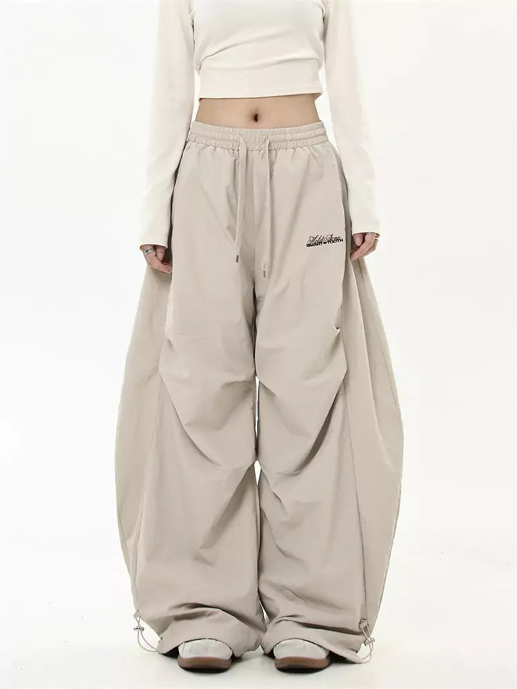 Pantalones de paracaídas de pierna ancha de polar unisex High Street