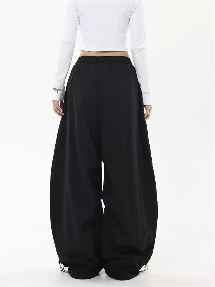 Pantalones de paracaídas de pierna ancha de polar unisex High Street