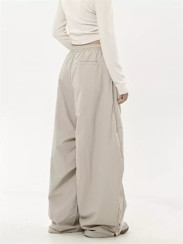Pantalones de paracaídas de pierna ancha de polar unisex High Street