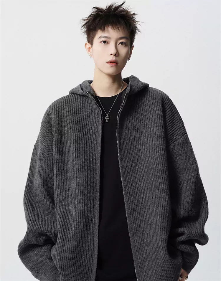 Unisex Streetwear Kapuzenpullover mit Kapuze und doppeltem Reißverschluss, sauberer Passform