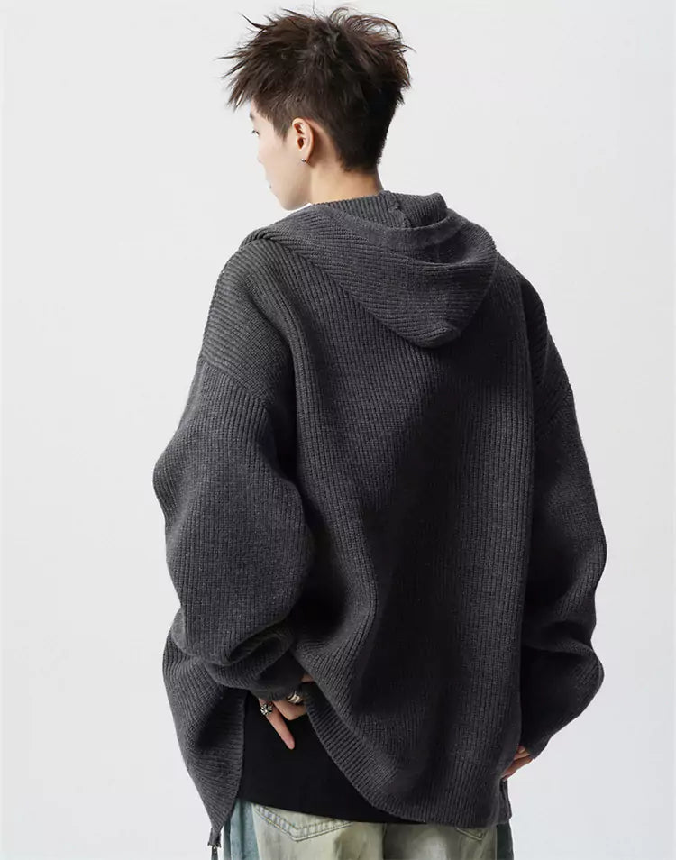 Unisex Streetwear Kapuzenpullover mit Kapuze und doppeltem Reißverschluss, sauberer Passform