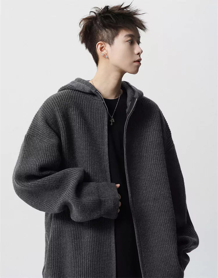 Unisex Streetwear Kapuzenpullover mit Kapuze und doppeltem Reißverschluss, sauberer Passform