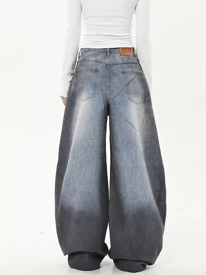 Vaqueros de pierna ancha desgastados y lavados vintage unisex