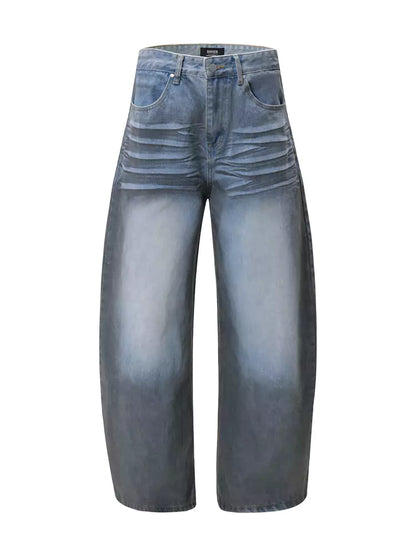 Vaqueros de pierna ancha desgastados y lavados vintage unisex