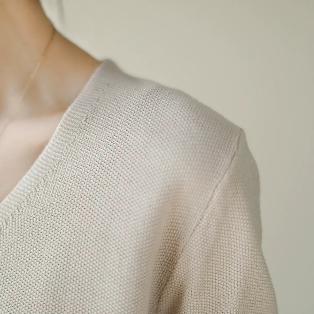 V-Neck Solid Color Long Sleeve Knit Sweater
