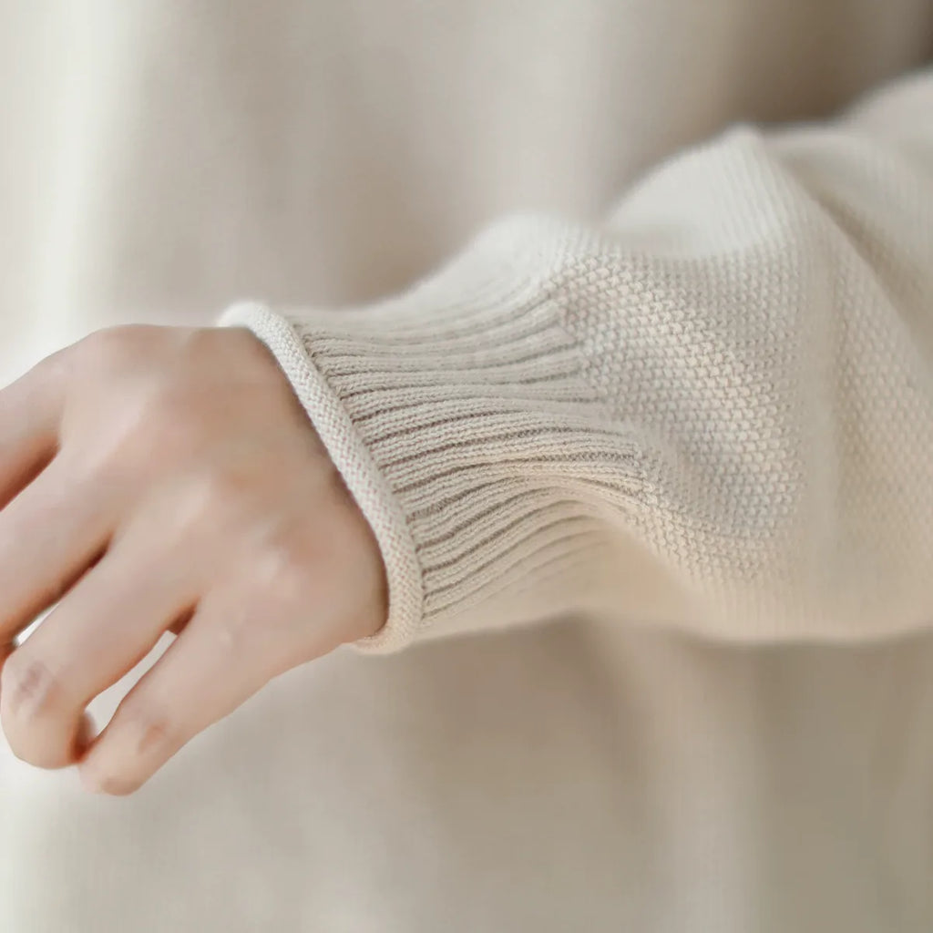 V-Neck Solid Color Long Sleeve Knit Sweater
