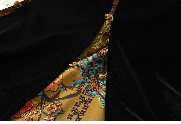 Velvet Frog Button Mandarin Collar Vest