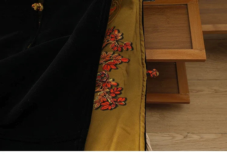 Velvet Frog Button Mandarin Collar Vest