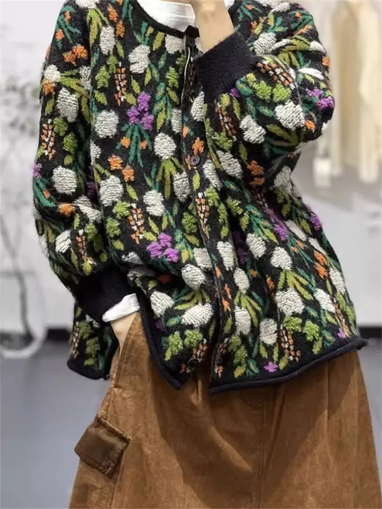 Versatile Floral Cardigan with Intricate Embroidery