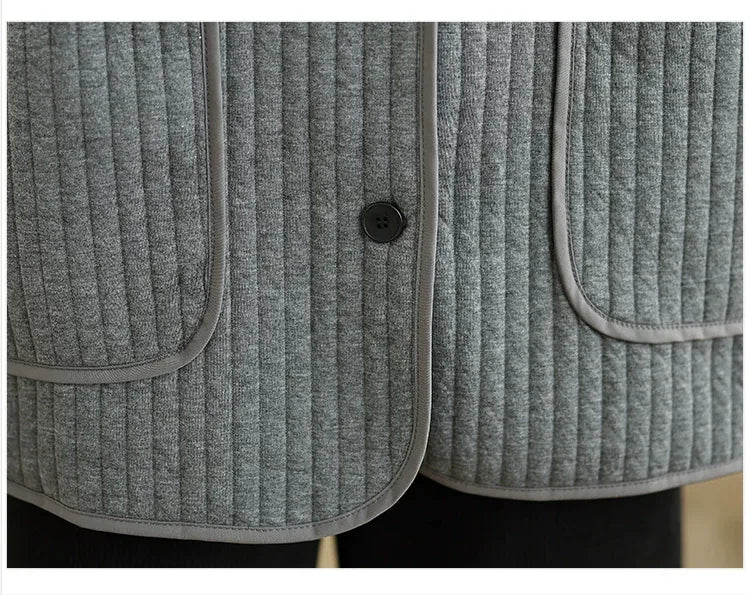 Vertical Quilted Round Neck Patch Pocket Vest