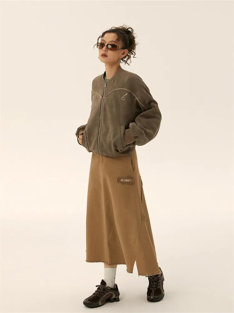 Vintage A-line Denim Midi Skirt EZE